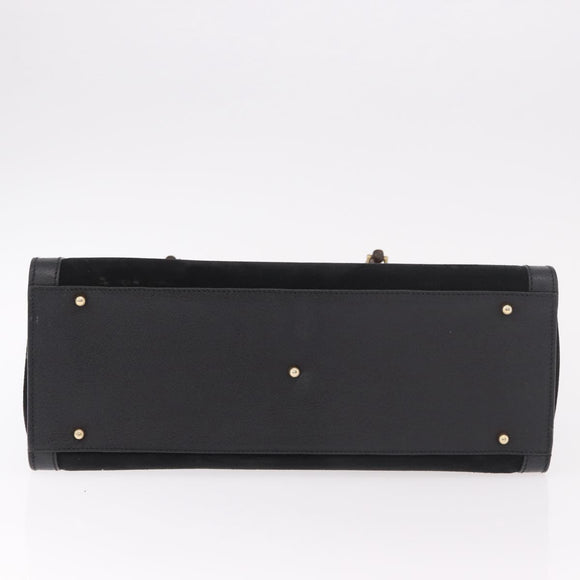 GUCCI Bamboo Hand Bag Suede Black Gold 002 1186 0260 Auth ep15073