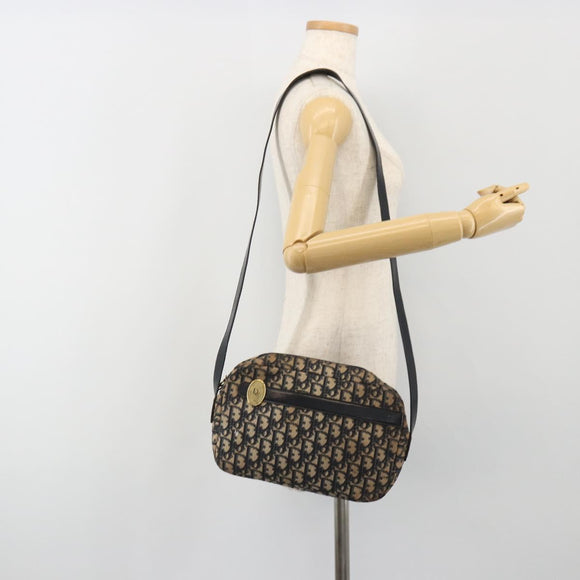 Christian Dior Trotter Canvas Shoulder Bag Navy Gold Auth ep15075
