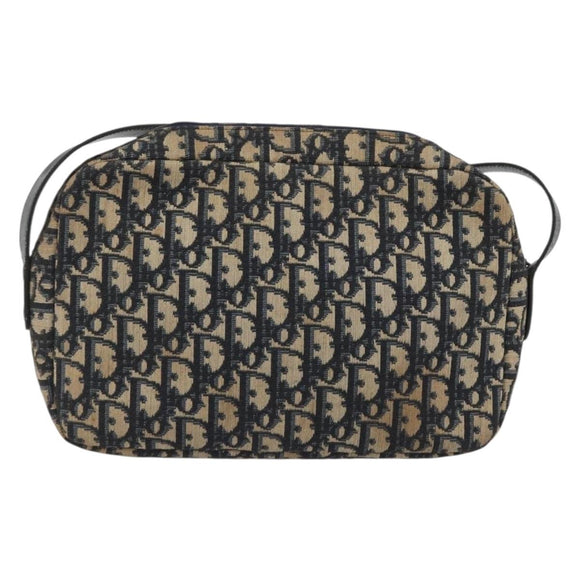 Christian Dior Trotter Canvas Shoulder Bag Navy Gold Auth ep15075