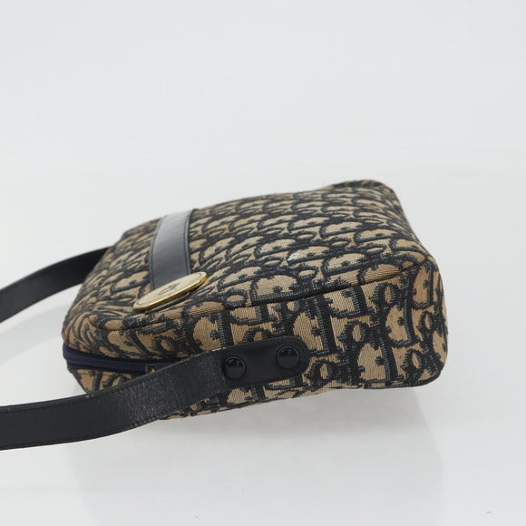 Christian Dior Trotter Canvas Shoulder Bag Navy Gold Auth ep15075