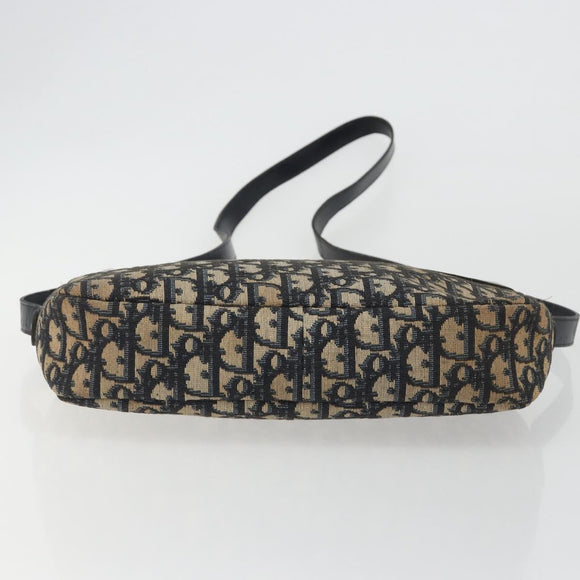 Christian Dior Trotter Canvas Shoulder Bag Navy Gold Auth ep15075