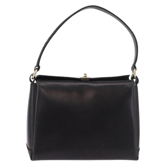 GUCCI Hand Bag Leather Black Gold Auth ep15076