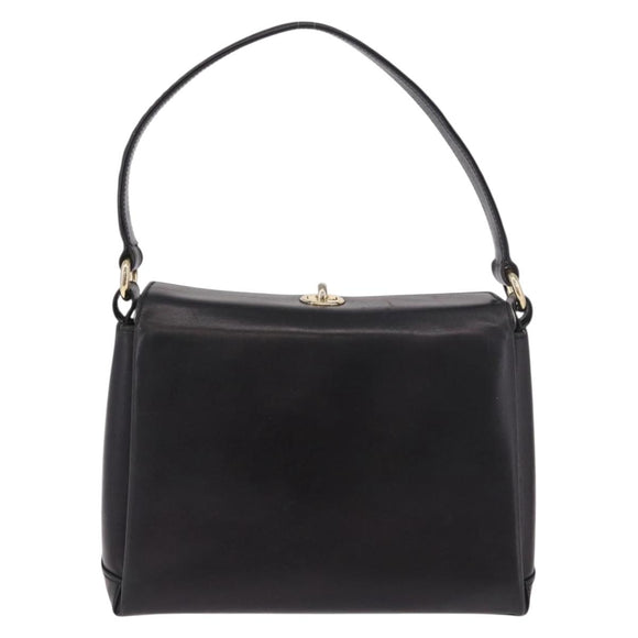 GUCCI Hand Bag Leather Black Gold Auth ep15076