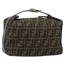 FENDI Zucca Canvas Hand Bag Black Brown Auth ep15078-1