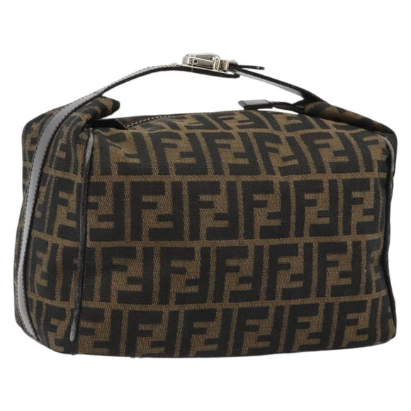 FENDI Zucca Canvas Hand Bag Black Brown Auth ep15078