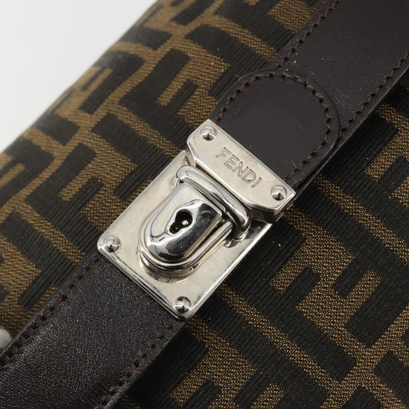 FENDI Zucca Canvas Hand Bag Black Brown Auth ep15078