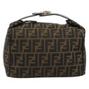 FENDI Zucca Canvas Hand Bag Black Brown Auth ep15078-2