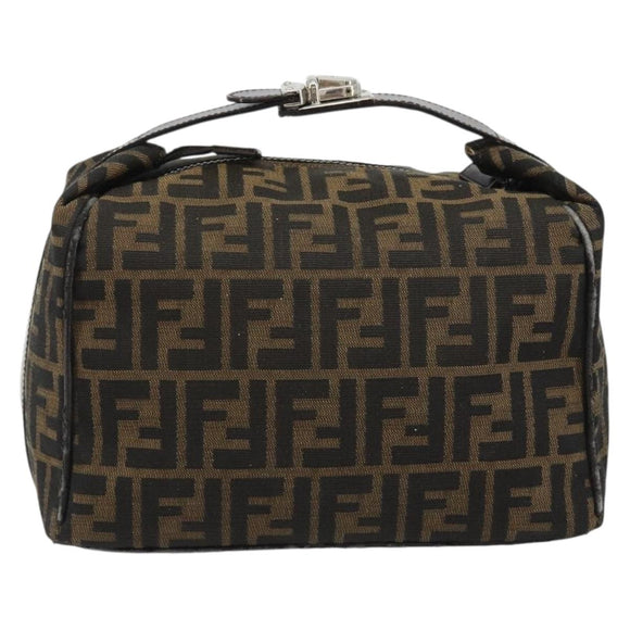 FENDI Zucca Canvas Hand Bag Black Brown Auth ep15078