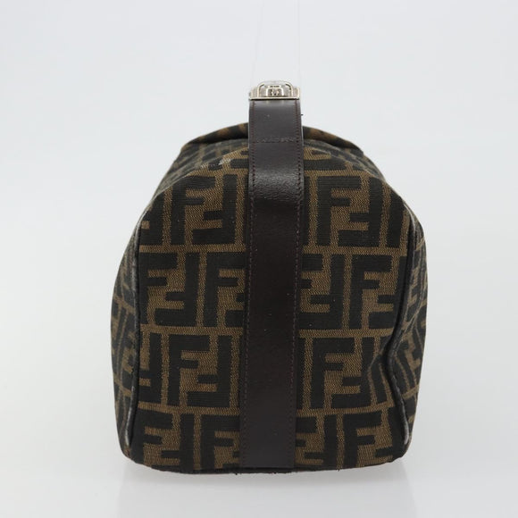 FENDI Zucca Canvas Hand Bag Black Brown Auth ep15078