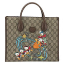 GUCCI GG Supreme Donald Duck Hand Bag PVC 2way Beige Gold 648134 Auth ep15080M-13