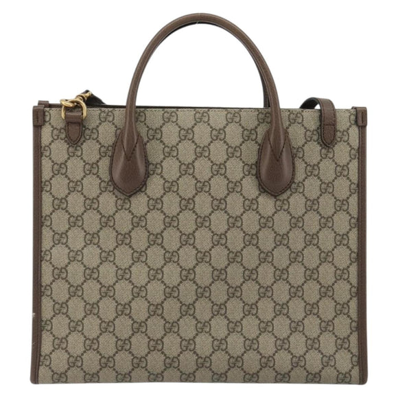 GUCCI GG Supreme Donald Duck Hand Bag PVC 2way Beige Gold 648134 Auth ep15080M