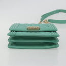 CHANEL Chain Matelasse Boy Chanel Bag Lamb Skin Green Gold CC Auth ep15086SM-11