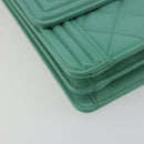 CHANEL Chain Matelasse Boy Chanel Bag Lamb Skin Green Gold CC Auth ep15086SM-13
