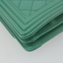 CHANEL Chain Matelasse Boy Chanel Bag Lamb Skin Green Gold CC Auth ep15086SM-15