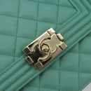 CHANEL Chain Matelasse Boy Chanel Bag Lamb Skin Green Gold CC Auth ep15086SM-16