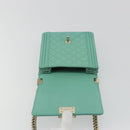 CHANEL Chain Matelasse Boy Chanel Bag Lamb Skin Green Gold CC Auth ep15086SM-17
