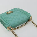 CHANEL Chain Matelasse Boy Chanel Bag Lamb Skin Green Gold CC Auth ep15086SM-7