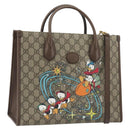 GUCCI GG Supreme Donald Duck Hand Bag PVC 2way Beige Gold 648134 Auth ep15088M-1