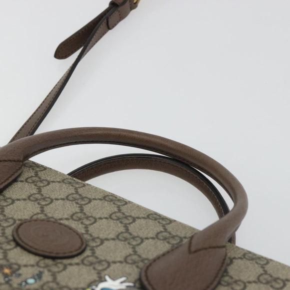 GUCCI GG Supreme Donald Duck Hand Bag PVC 2way Beige Gold 648134 Auth ep15088M