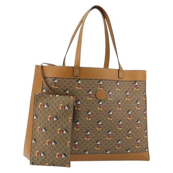 GUCCI GUCCIxDisney Micro GG Supreme Tote Bag PVC Beige Gold 547947 Auth ep15089M