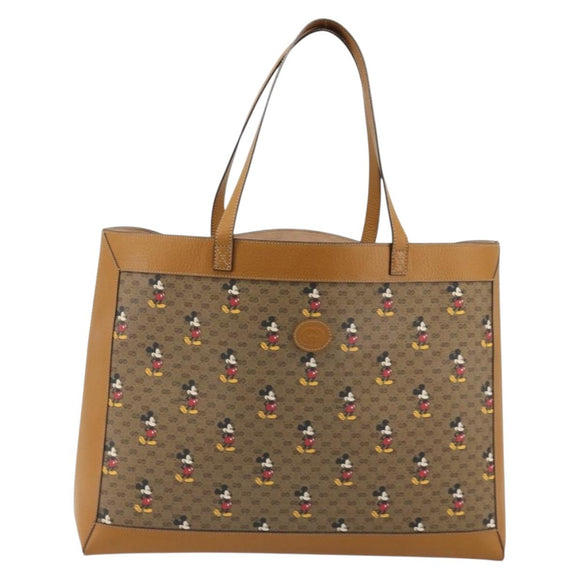 GUCCI GUCCIxDisney Micro GG Supreme Tote Bag PVC Beige Gold 547947 Auth ep15089M