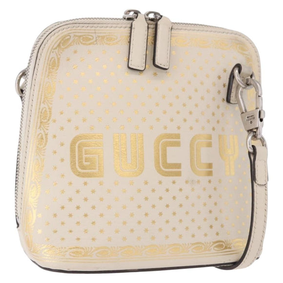 GUCCI Shoulder Bag Leather White Silver 511189 Auth ep15090