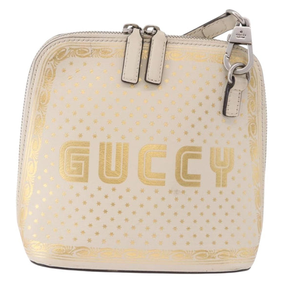 GUCCI Shoulder Bag Leather White Silver 511189 Auth ep15090