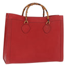 GUCCI Bamboo Hand Bag Leather Red Gold 002 1186 0259 Auth ep15092-1