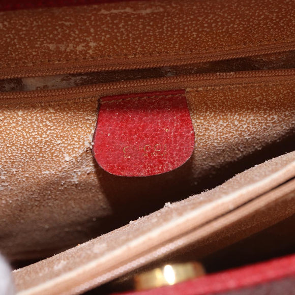 GUCCI Bamboo Hand Bag Leather Red Gold 002 1186 0259 Auth ep15092
