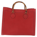 GUCCI Bamboo Hand Bag Leather Red Gold 002 1186 0259 Auth ep15092-13