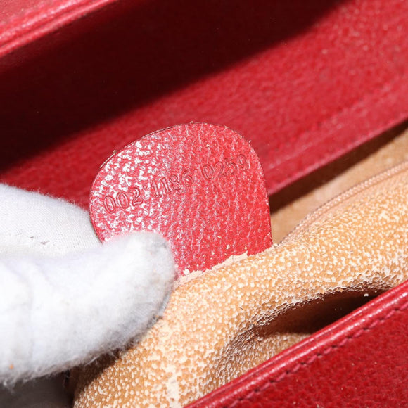 GUCCI Bamboo Hand Bag Leather Red Gold 002 1186 0259 Auth ep15092