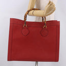 GUCCI Bamboo Hand Bag Leather Red Gold 002 1186 0259 Auth ep15092-24