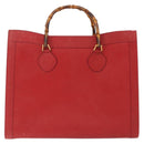 GUCCI Bamboo Hand Bag Leather Red Gold 002 1186 0259 Auth ep15092-2