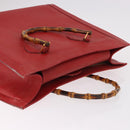 GUCCI Bamboo Hand Bag Leather Red Gold 002 1186 0259 Auth ep15092-6