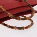 GUCCI Bamboo Hand Bag Leather Red Gold 002 1186 0259 Auth ep15092-7