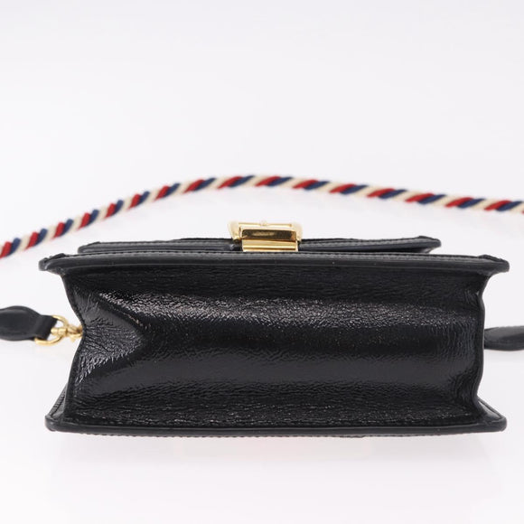 GUCCI GG Canvas Web Sherry Line Bag Velvet 2way Black Gold 470270 Auth ep15093A