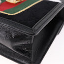 GUCCI GG Canvas Web Sherry Line Bag Velvet 2way Black Gold 470270 Auth ep15093A-15