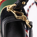 GUCCI GG Canvas Web Sherry Line Bag Velvet 2way Black Gold 470270 Auth ep15093A-16