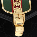 GUCCI GG Canvas Web Sherry Line Bag Velvet 2way Black Gold 470270 Auth ep15093A-17