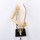 GUCCI GG Canvas Web Sherry Line Bag Velvet 2way Black Gold 470270 Auth ep15093A-25