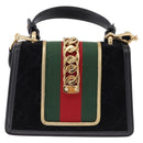 GUCCI GG Canvas Web Sherry Line Bag Velvet 2way Black Gold 470270 Auth ep15093A-3