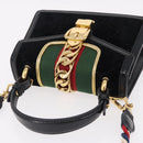 GUCCI GG Canvas Web Sherry Line Bag Velvet 2way Black Gold 470270 Auth ep15093A-6