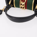 GUCCI GG Canvas Web Sherry Line Bag Velvet 2way Black Gold 470270 Auth ep15093A-7