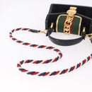 GUCCI GG Canvas Web Sherry Line Bag Velvet 2way Black Gold 470270 Auth ep15093A-9
