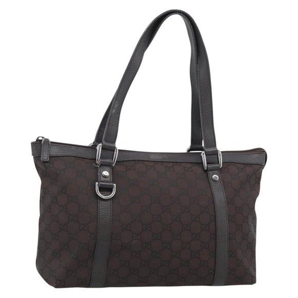 GUCCI GG Canvas Abbey Tote Bag Outlet Brown Silver 268640 Auth ep15094