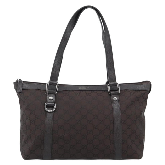 GUCCI GG Canvas Abbey Tote Bag Outlet Brown Silver 268640 Auth ep15094