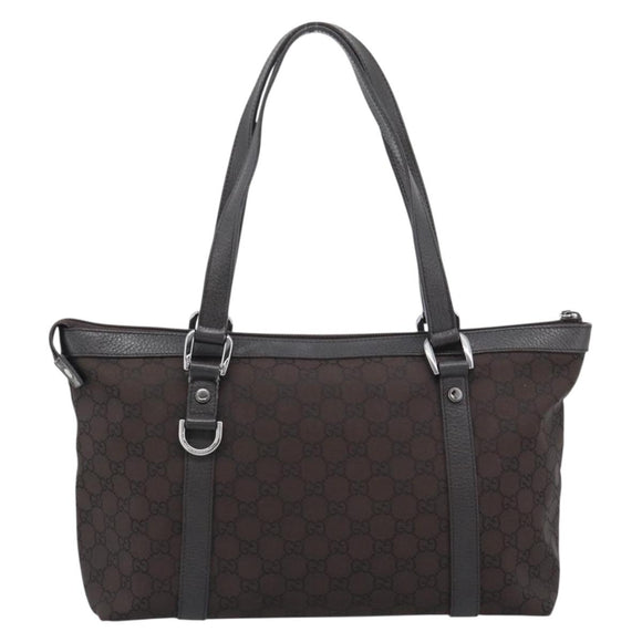 GUCCI GG Canvas Abbey Tote Bag Outlet Brown Silver 268640 Auth ep15094