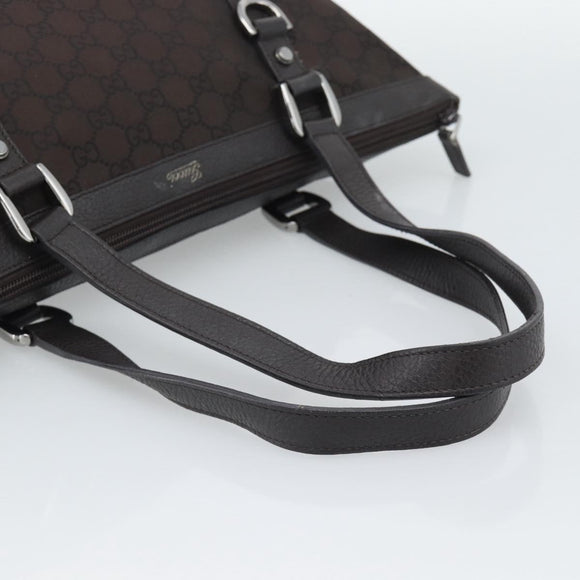 GUCCI GG Canvas Abbey Tote Bag Outlet Brown Silver 268640 Auth ep15094