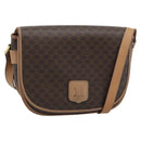 CELINE Macadam Canvas Shoulder Bag PVC Leather Brown Gold Auth ep15099-1