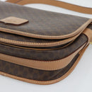 CELINE Macadam Canvas Shoulder Bag PVC Leather Brown Gold Auth ep15099-9
